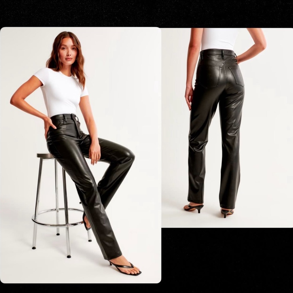 90s straight ultra high-rise leather pants, Abercrombie